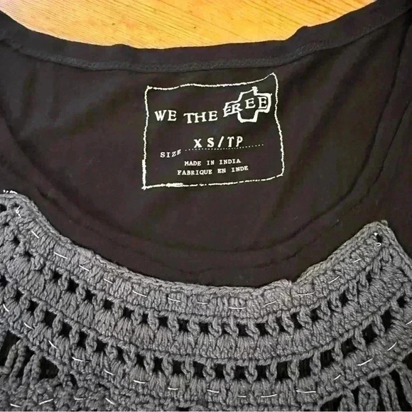 NWOT Free people We the free black fringe crochet top - Picture 9 of 9